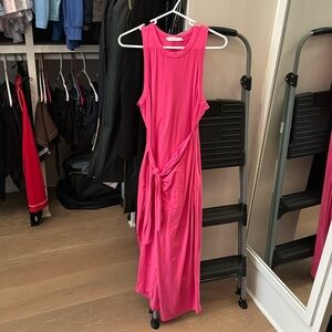 Lush midi dress in hot pink